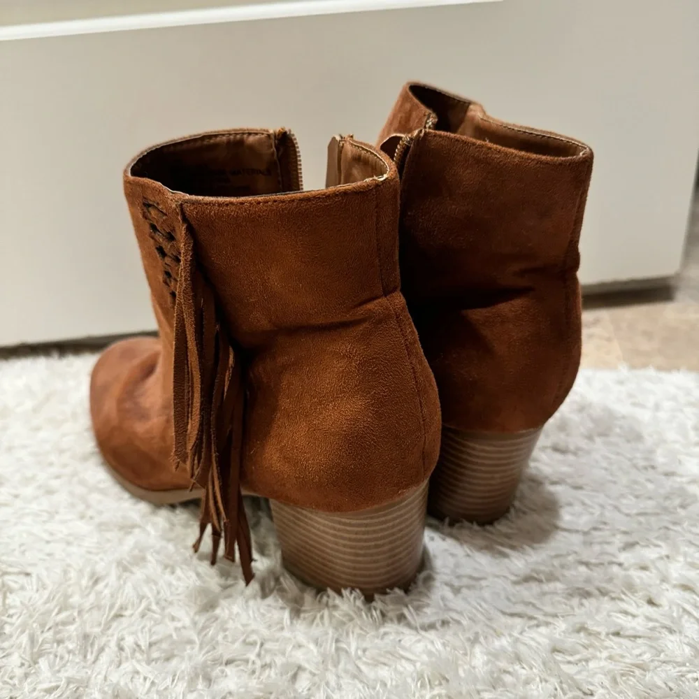 Brown Maurices Fringe Booties